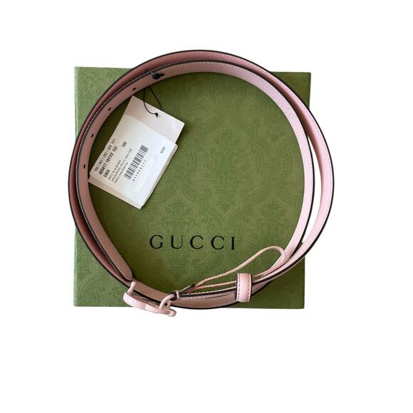 NEW GUCCI BELT Pink Marmont GG Leather Thin 409417 Sz 100 Cm 39 In